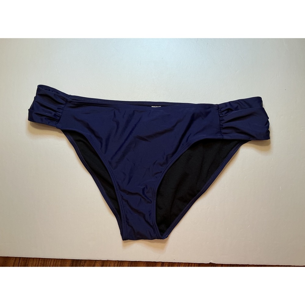 Bikini Bottoms Womens 3XL Navy Blue‎ New Ruched Side Swimwear